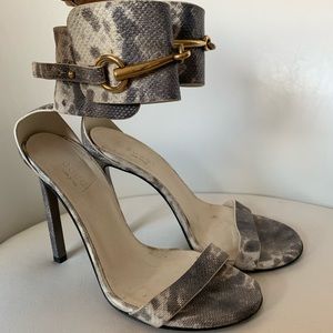 Gucci python embossed ankle strap heels - 36.5